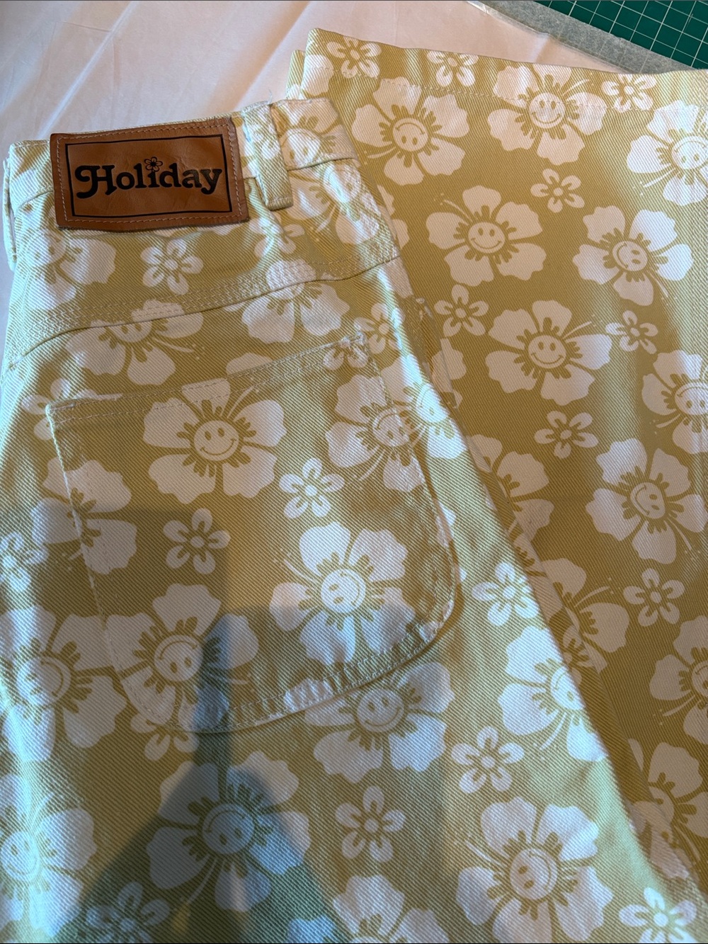 Women's Yellow Floral Jeans
